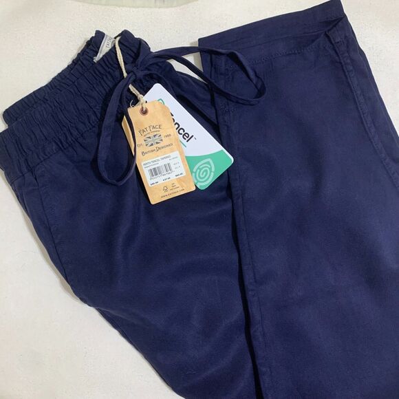 FAT FACE PERTH Navy Indigo Blue Tapered TENCEL Lyocell Trousers Sz 2 NWT - Picture 13 of 13